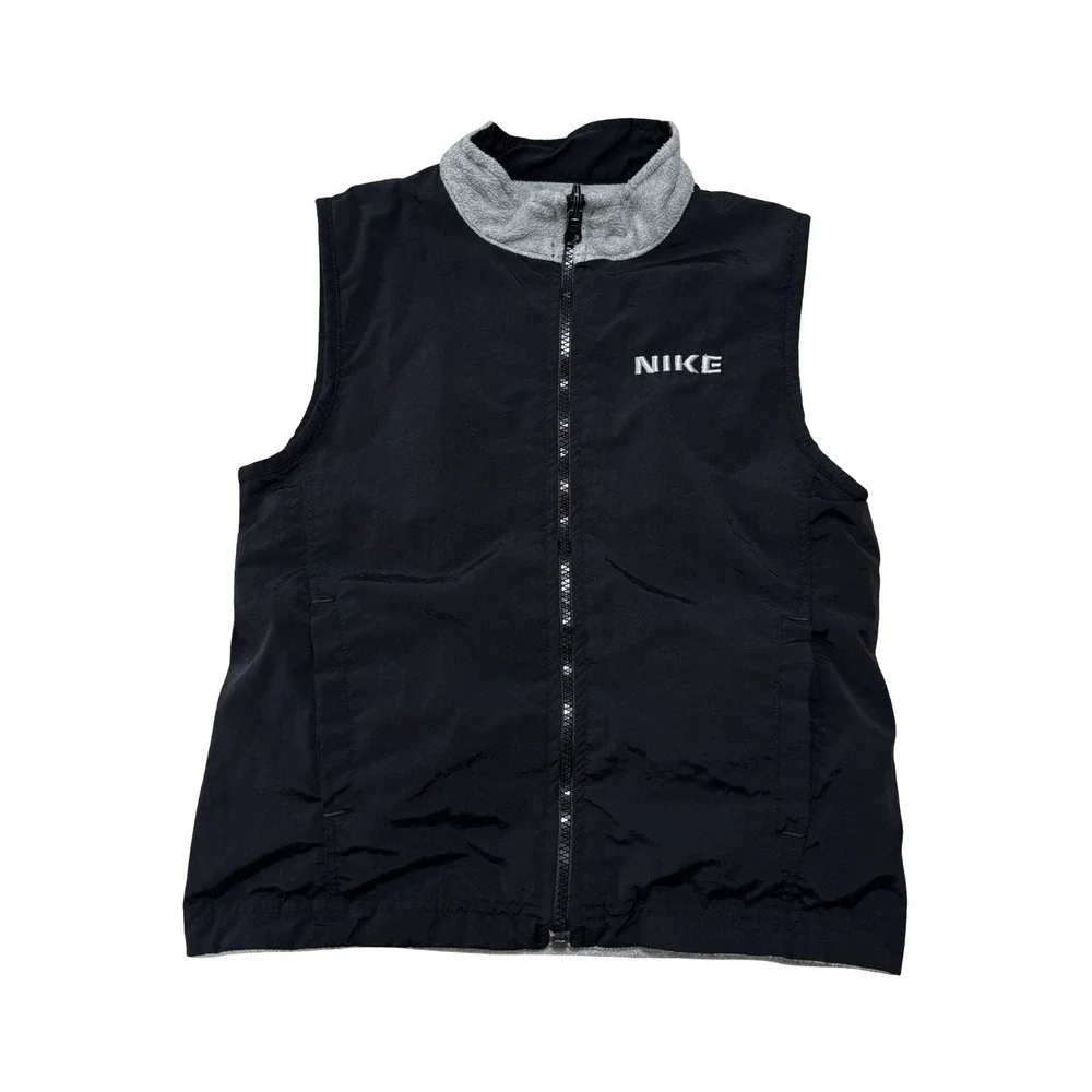 Vintage Y2K Nike Boys Reversible Vest Black Gray Size Medium 16 x 19